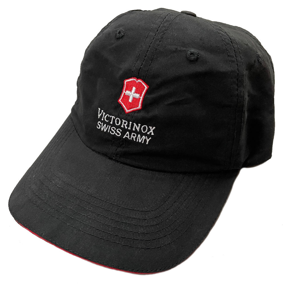 Victorinox Swiss Army Cross & Shield Black Baseball Cap with Red Rim