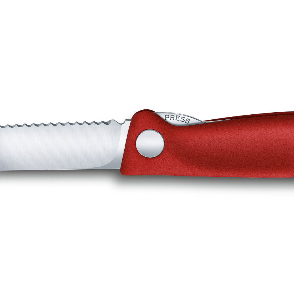 Swiss Classic 4.3" Foldable Serrated Paring Knife by Victorinox Liner Lock Detail