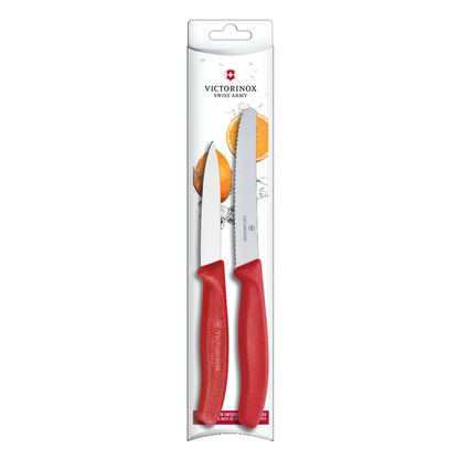 Victorinox Classic 4.25" Utility Knife and 3.25" Paring Knife Set Red Handles