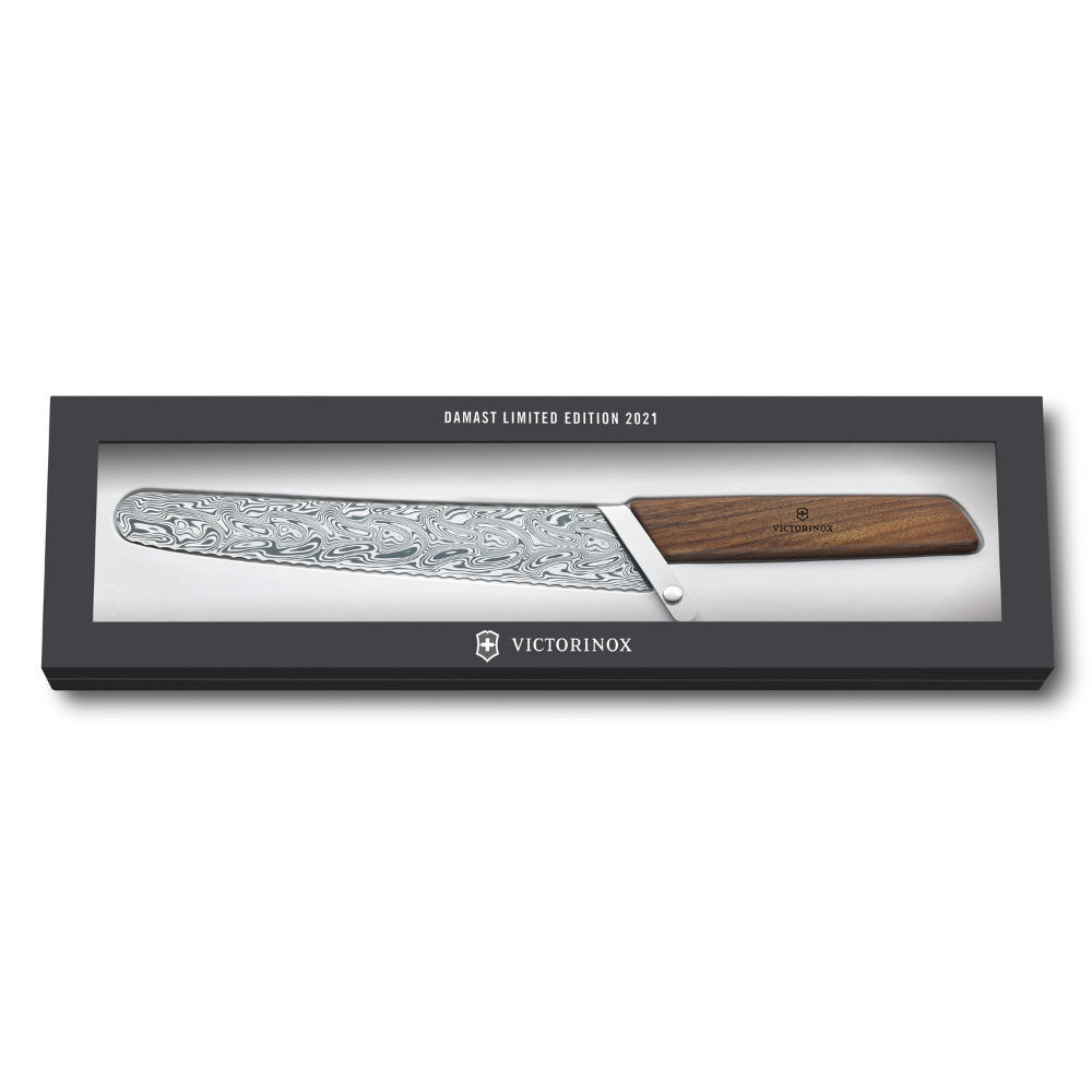 Swiss Modern Damast Bread Knife Limited Edition Knife 2021 in Presentation Box