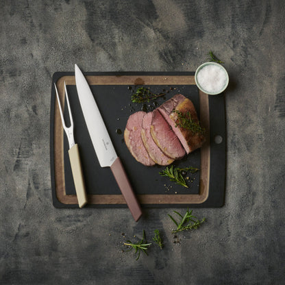 Swiss Modern Colors 2-Piece Carving Set by Victorinox on Slicing Board