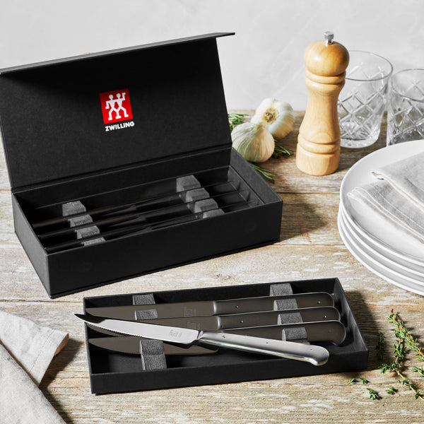 Get Kyocera Ceramic Steak Knife Set, Black Handle White Blade, 4pc  Delivered