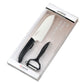 Kyocera Revolution 5.5" Ceramic Santoku Knife and Y-Peeler Set, Black Handle