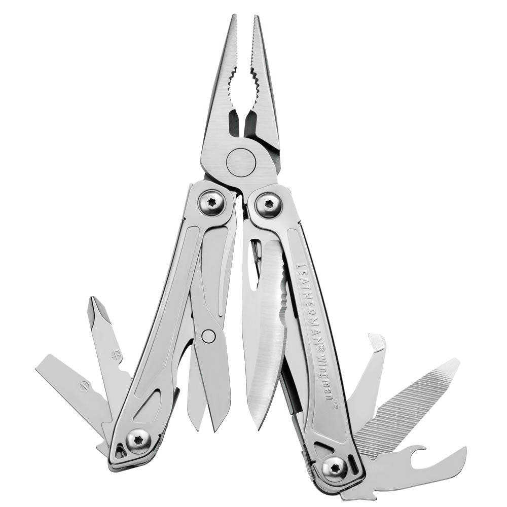 Leatherman Wingman Pliers Multi-tool with All Tools Open at Swiss Knife Shop