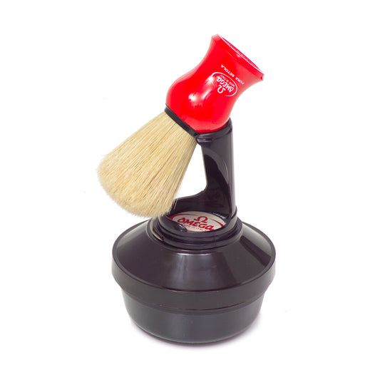 Omega Shaving Cream and Brush with Stand Set