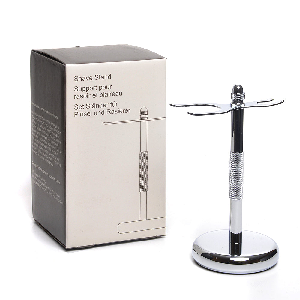 Pale Blue Razor Stand Pure Badger Shaving Stand for Razor and Brush - Chrome at Swiss Knife Shop