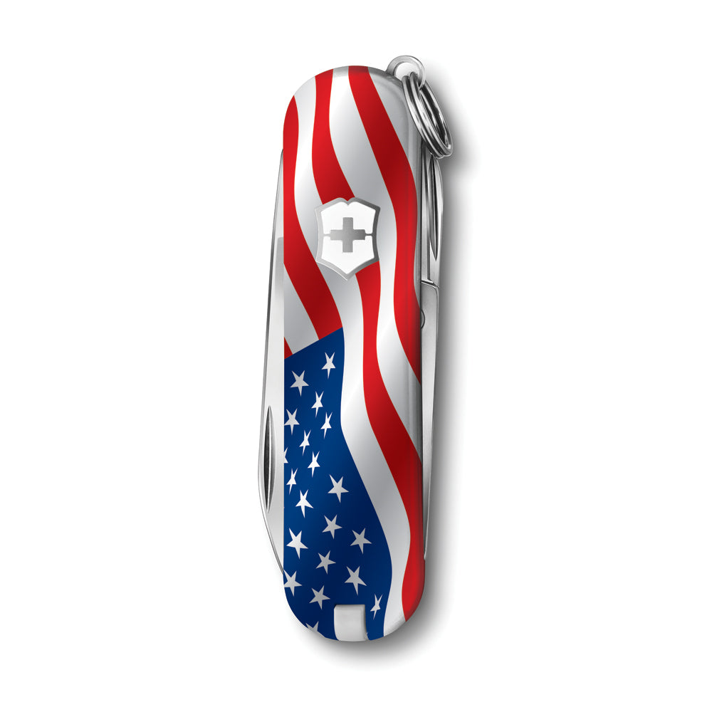 Victorinox US Flag Classic SD Exclusive Swiss Army Knife with Waving Red, White and Blue