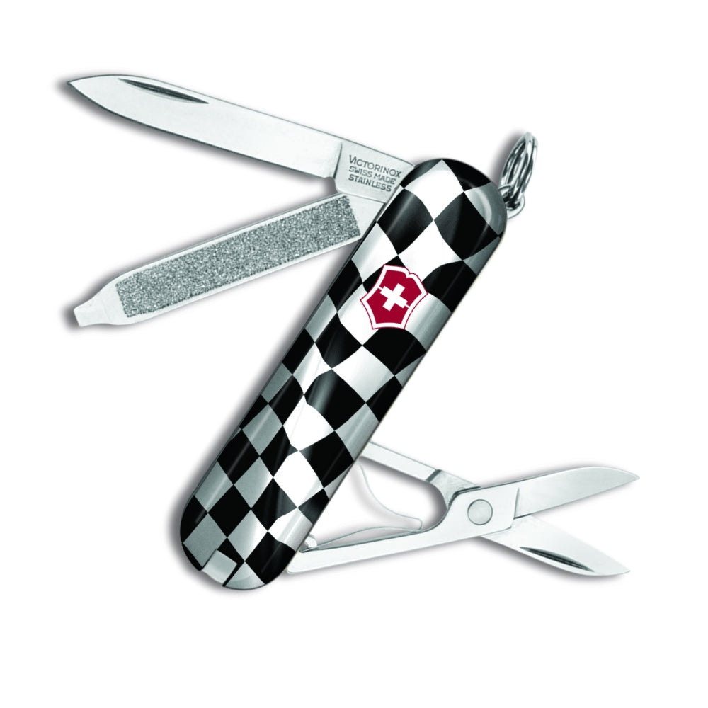 Victorinox Vintage Race Car Classic SD Designer Swiss Army Knife with Checkered Race Flag
