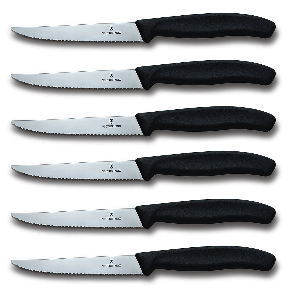 Swiss Classic 6-Piece 4.5" Spear Tip Serrated Steak Knife Set by Victorinox at Swiss Knife Shop