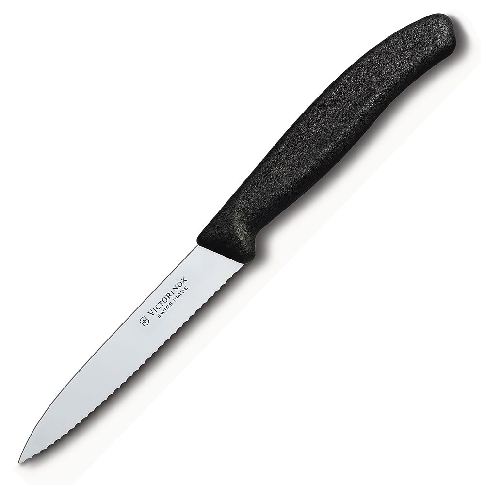Victorinox Swiss Classic 4" Serrated Spear Tip Paring Knife Black at Swiss Knife Shop