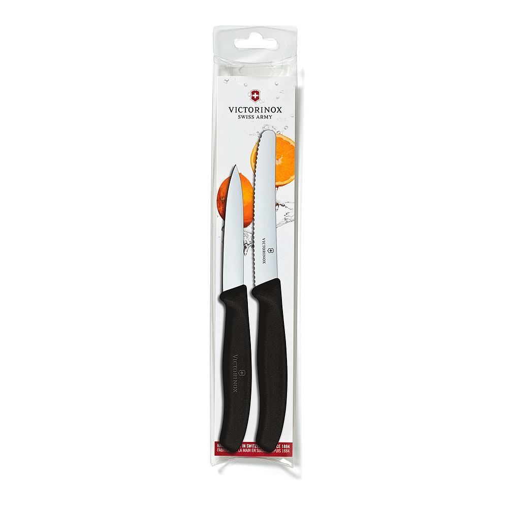 Victorinox Classic 4.25" Utility Knife and 3.25" Paring Knife Set Black Handles