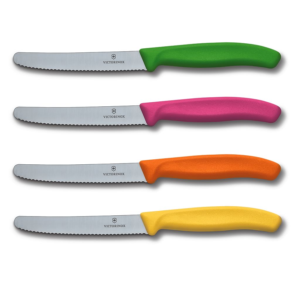 Swiss Classic 4-Piece 4.5" Round Tip Paring Knife Set by Victorinox at Swiss Knife Shop