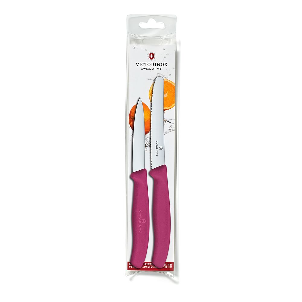 Victorinox Classic 4.25" Utility Knife and 3.25" Paring Knife Set Pink Handles