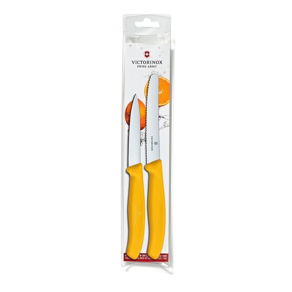 Victorinox Classic 4.25" Utility Knife and 3.25" Paring Knife Set Yellow Handles