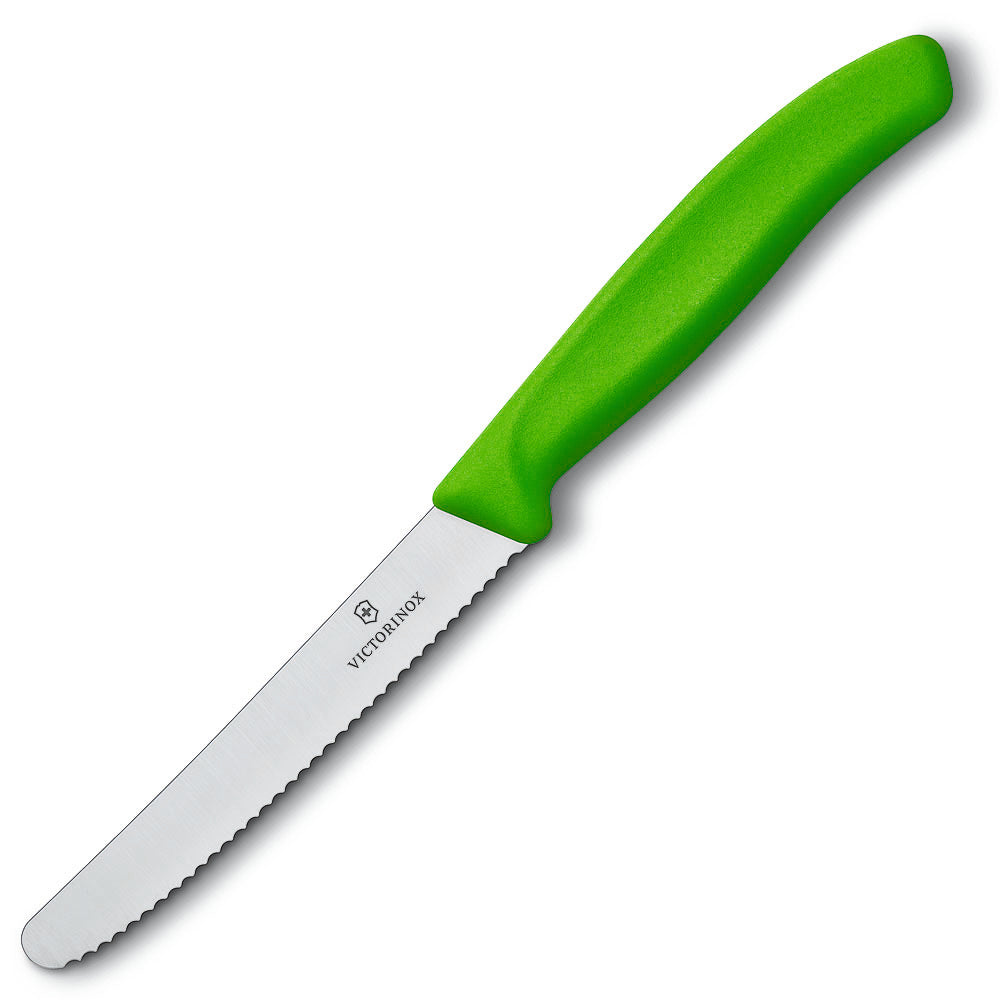 Swiss Classic 4.5" Serrated Round Tip Paring Knife by Victorinox Green Handle