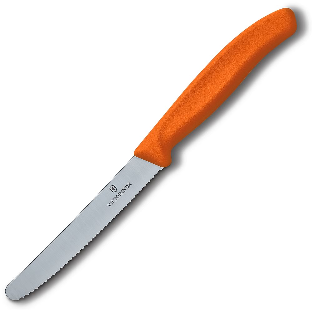 Swiss Classic 4.5" Serrated Round Tip Paring Knife by Victorinox Orange Handle