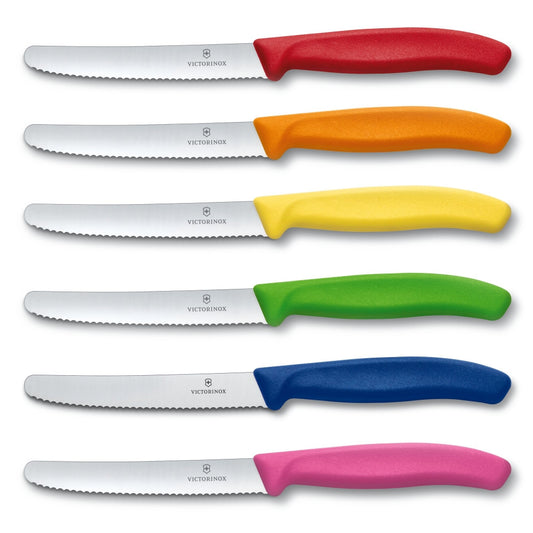 Swiss Classic Colorful 6-Piece 4.5" Serrated Utility Knife Set by Victorinox