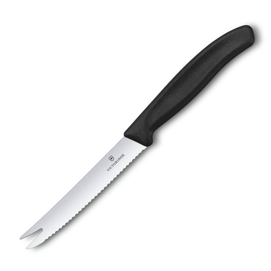 Swiss Classic Black 4.25" Fork-Tipped, Serrated Slice and Serve Knife by Victorinox
