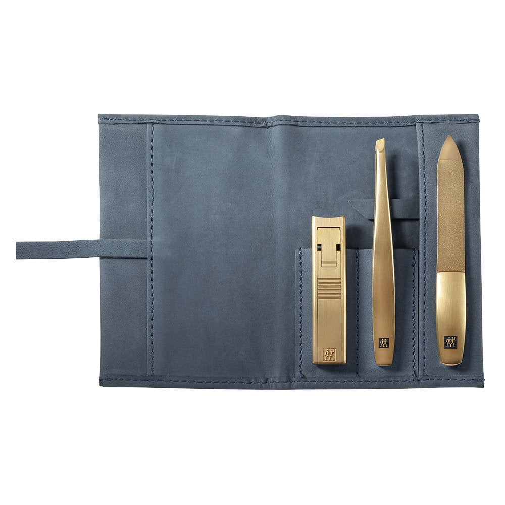 Open View of 3-Piece Gold Stainless Steel Grooming Set by Zwilling J.A. Henckels